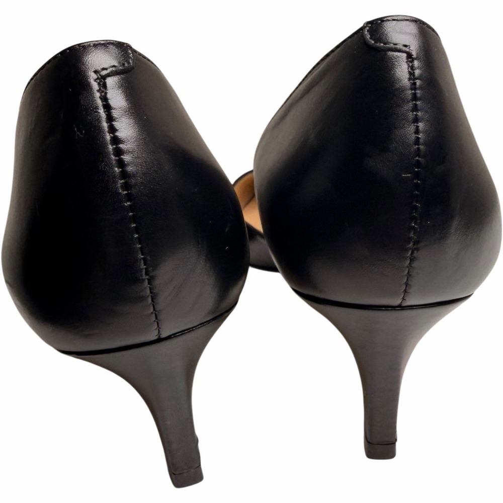 Talbots Black Leather D’Orsay Kitten Heel Pumps 8.5 AA Narrow - Picture 9 of 13